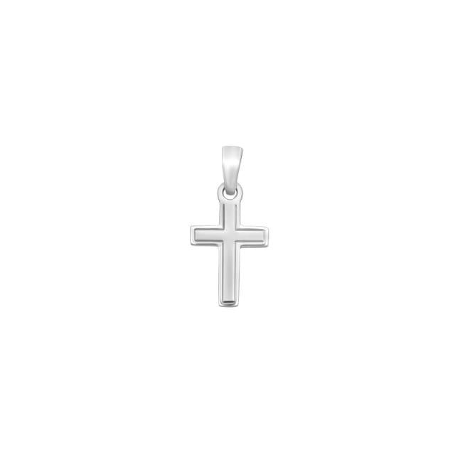 Rhod. sølv kors massiv 24mm