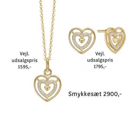 Aagaard hjerte smykkesæt 8kt guld - Urma.dk