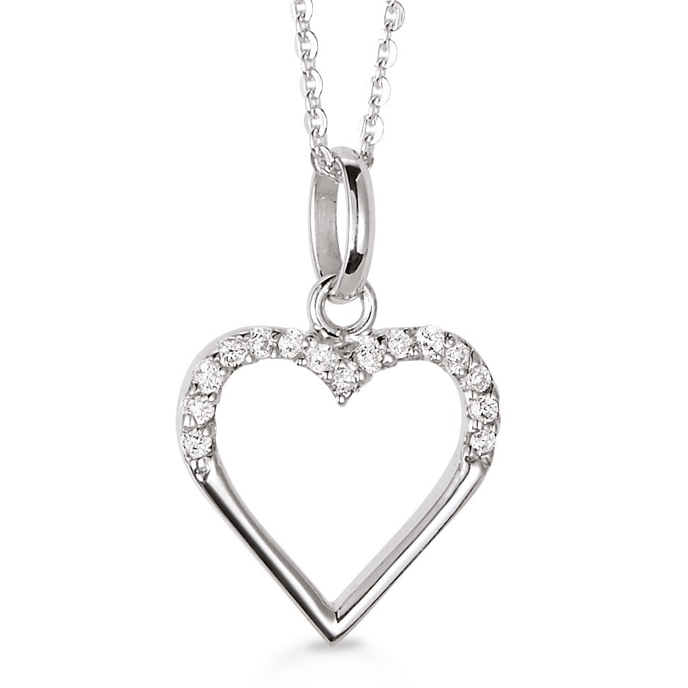 Aagaard sølv hjerte halskæde med syntetisk zirconia - Urma.dk