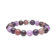 Amethyst, cherry quartz, spong quartz, granat 12mm armbånd - Urma.dk