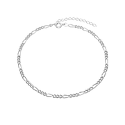 Ankelkæde Figaro, 23+4cm, sølv