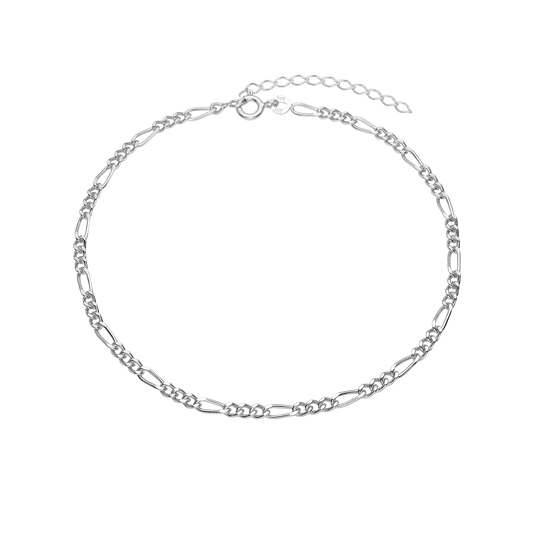 Ankelkæde Figaro, 23+4cm, sølv