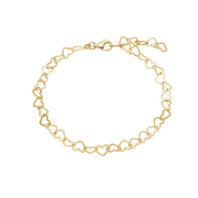 Ankelkæde Hjertekæde, 23+4 cm, forg. søl