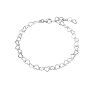 Ankelkæde Hjertekæde, 23+4 cm, sølv