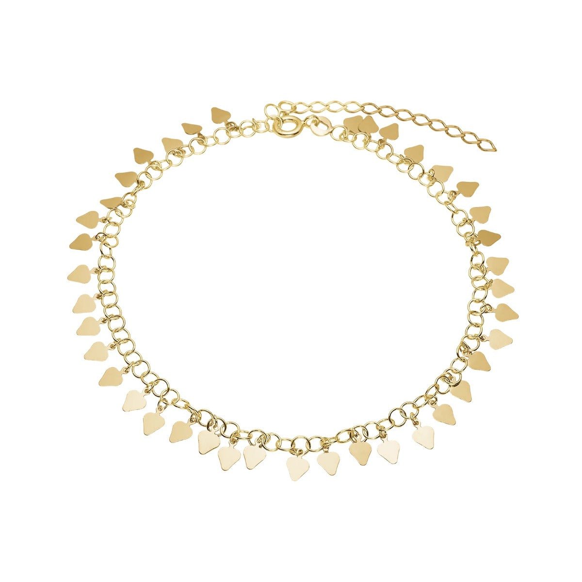 Ankelkæde i forgyldt sølv med hjerte charms - Urma.dk
