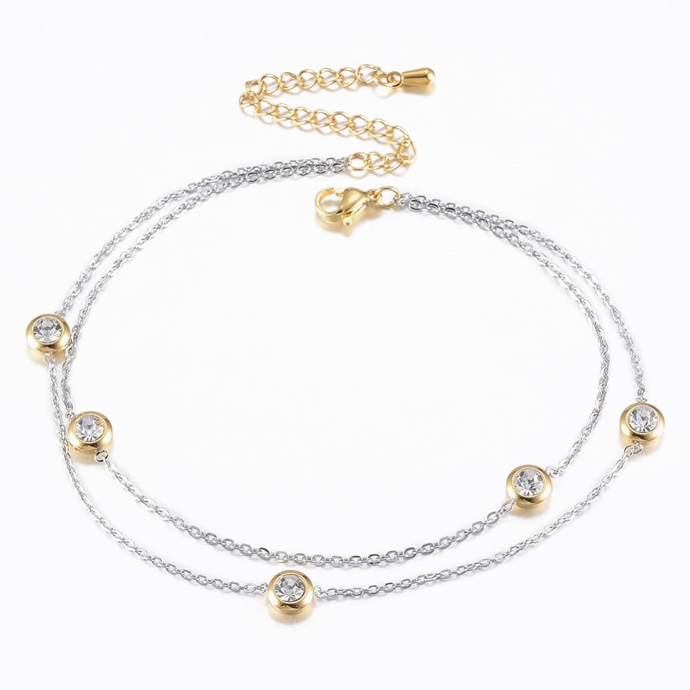 Ankelkæde i rustfrit stål m stene - Urma.dk