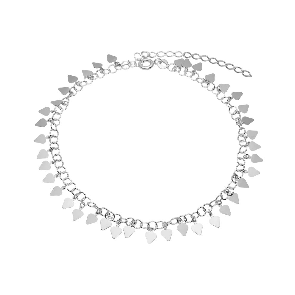 Ankelkæde i sterling sølv med hjerte charms - Urma.dk