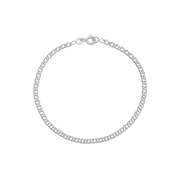 Ankelkæde runde led, 23+4 cm, sølv