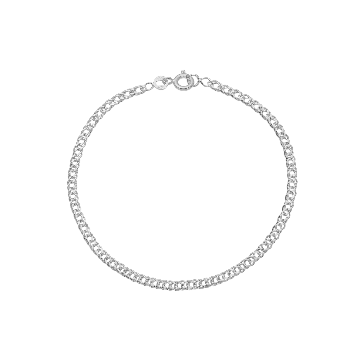 Ankelkæde runde led, 23+4 cm, sølv