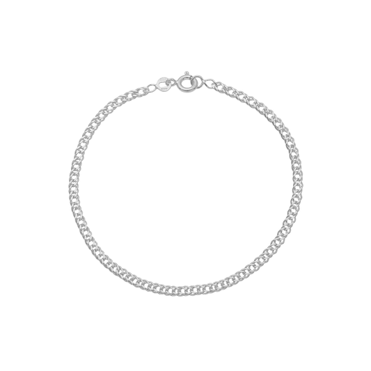 Ankelkæde runde led, 23+4 cm, sølv