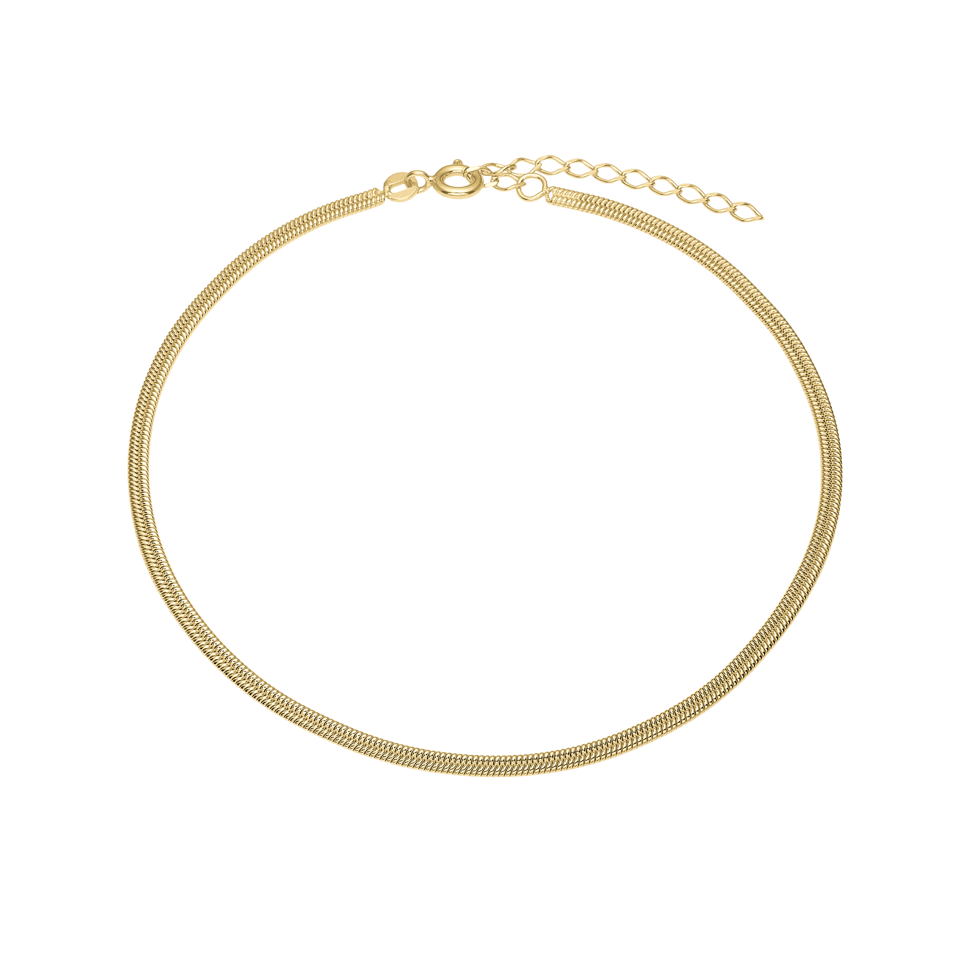 Ankelkæde Snake, 23+4cm, forg sølv