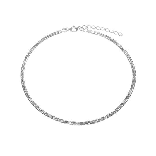 Ankelkæde Snake, 23+4cm, sølv