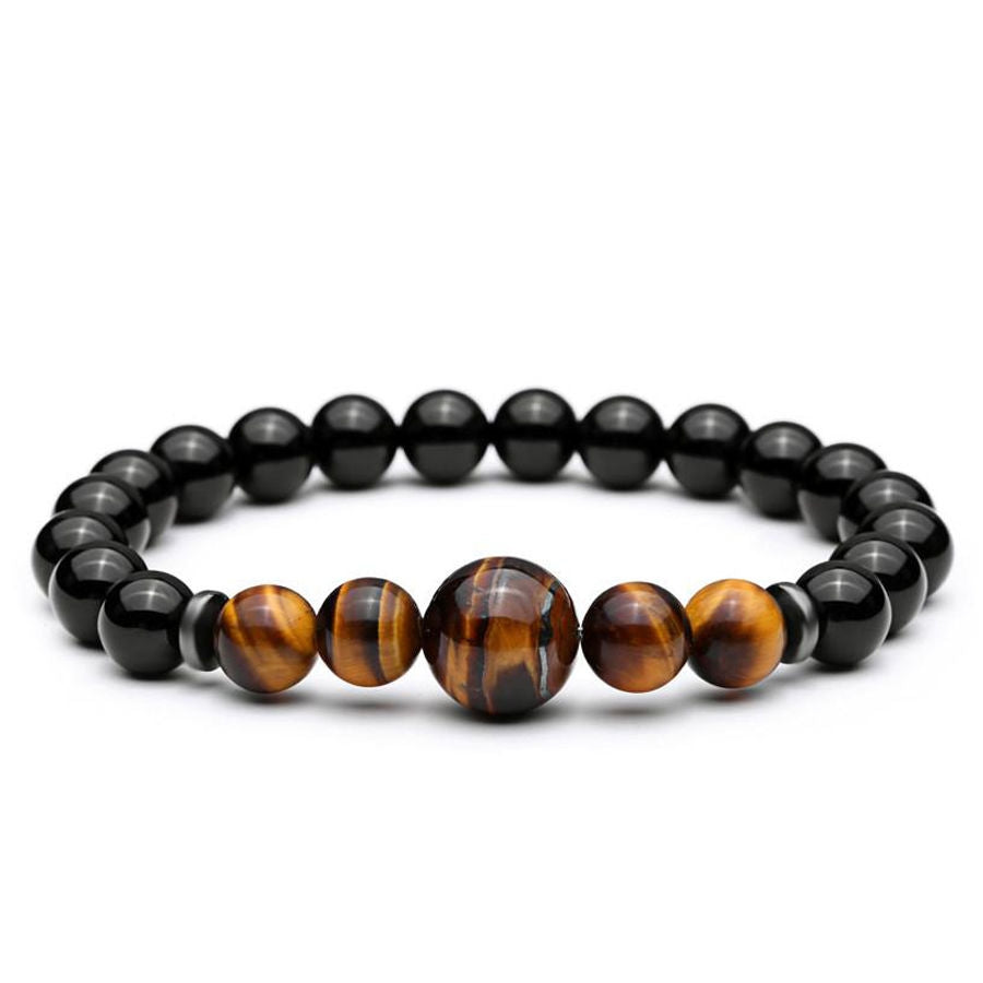 Armbånd med sort agat og tigerøje.