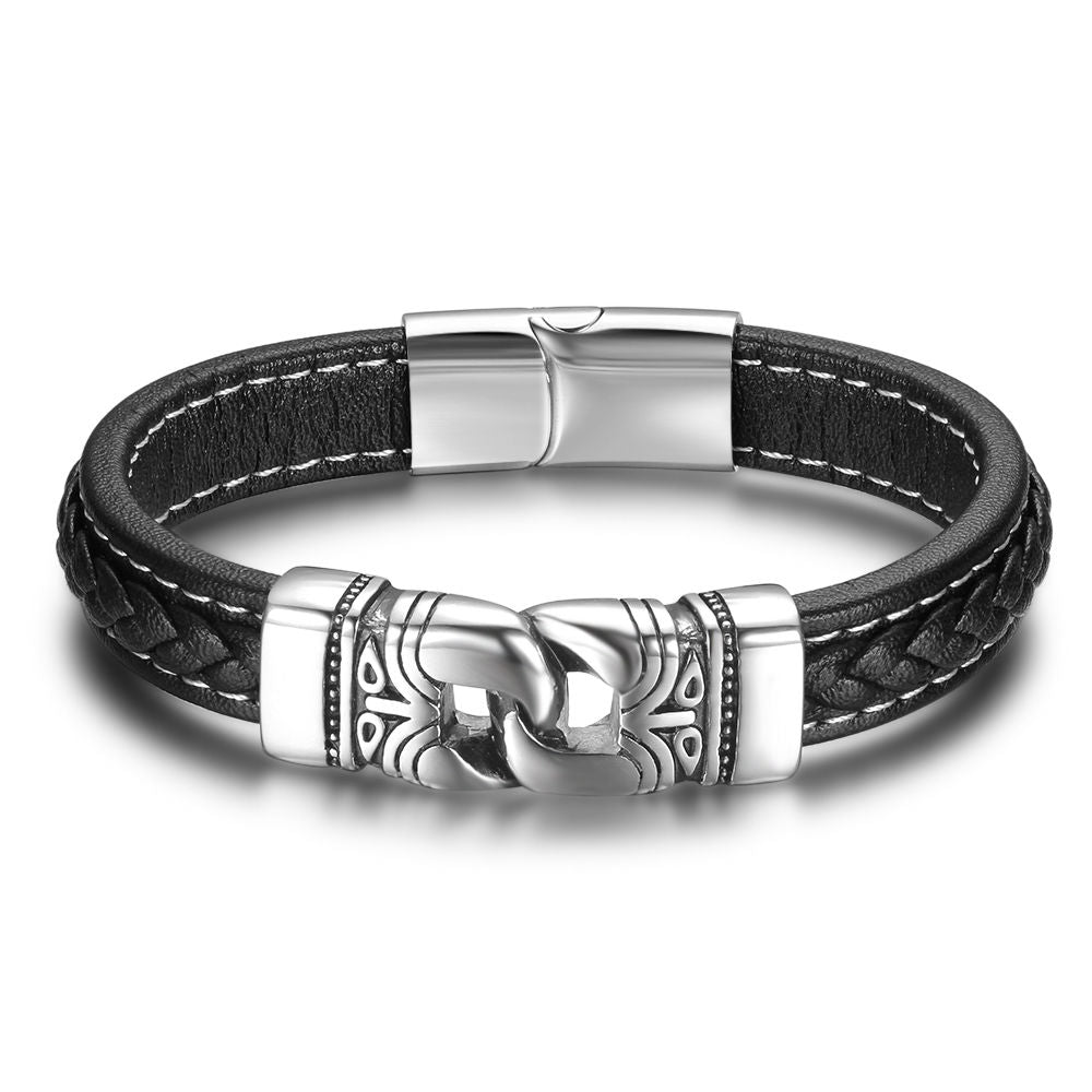 Læderarmbånd med magnetlås i stål