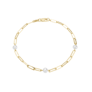 Armbånd 8kt, ferskvandsperler/led, 19 cm