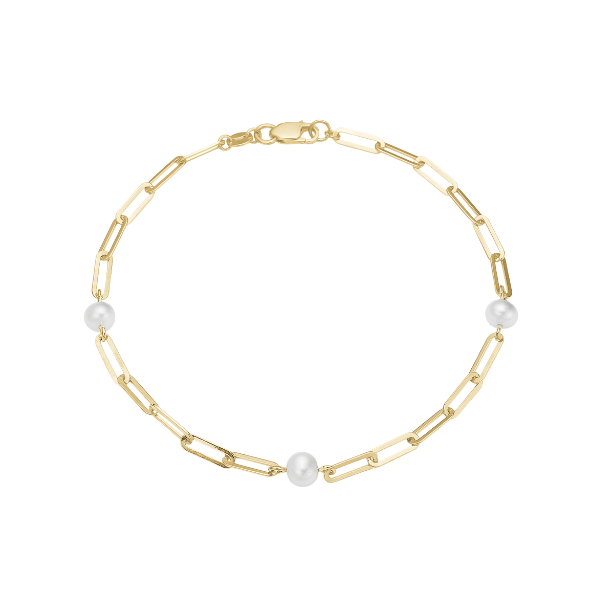 Armbånd 8kt, ferskvandsperler/led, 19 cm