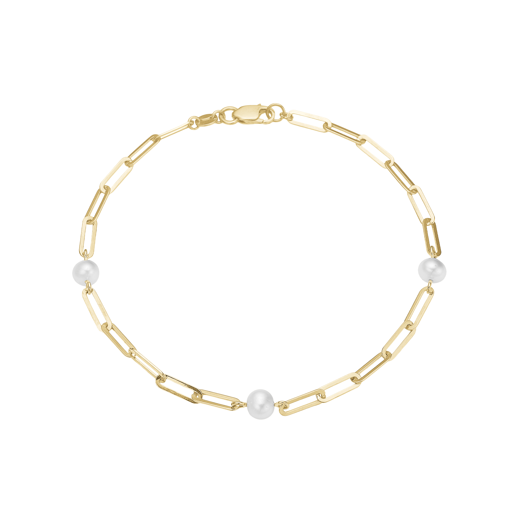 Armbånd 8kt, ferskvandsperler/led, 19 cm