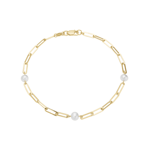 Armbånd 8kt, ferskvandsperler/led, 19 cm
