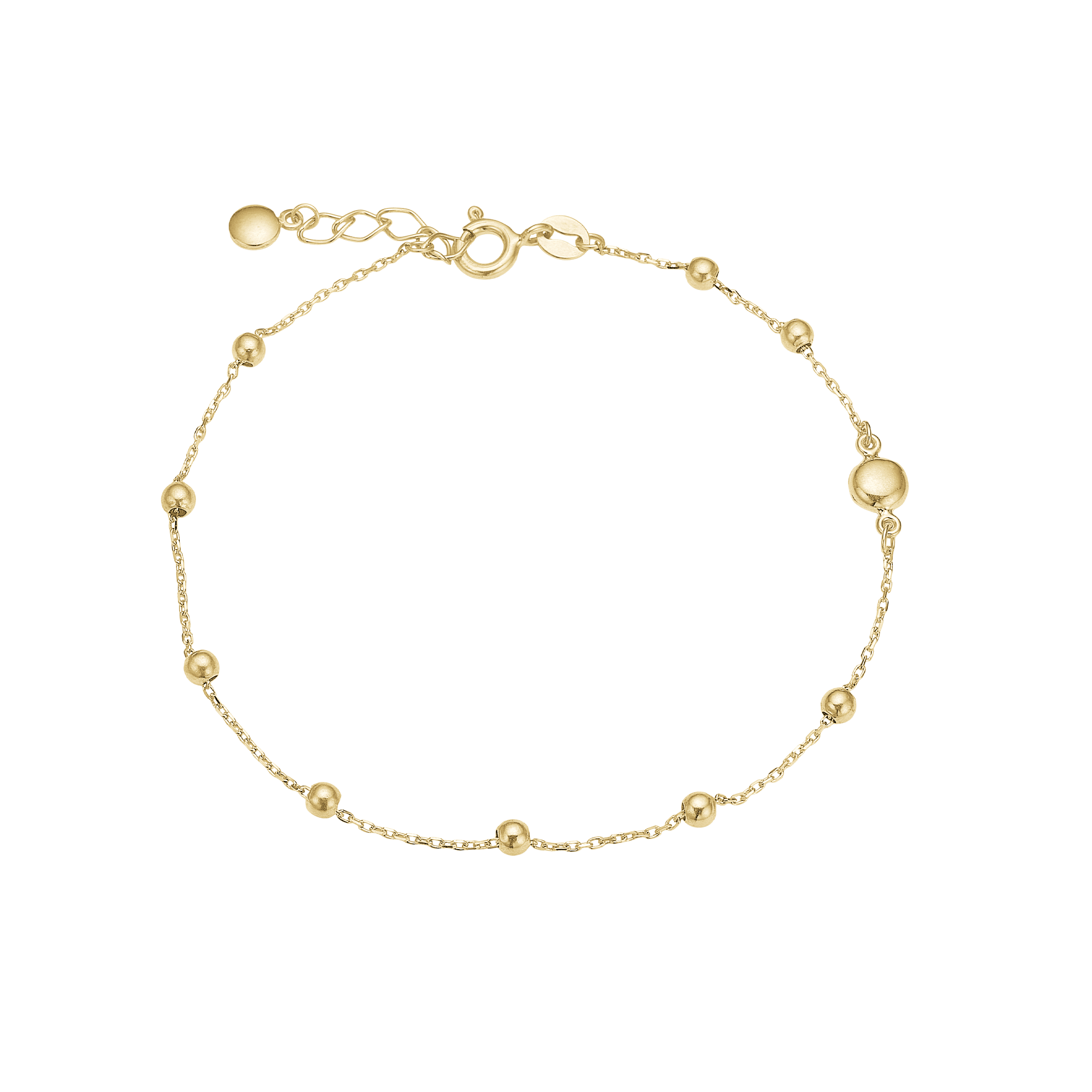 Armbånd 8kt, mini kugler, 16+3 cm
