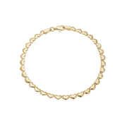 Armbånd 8kt, små hjerter, 19 cm