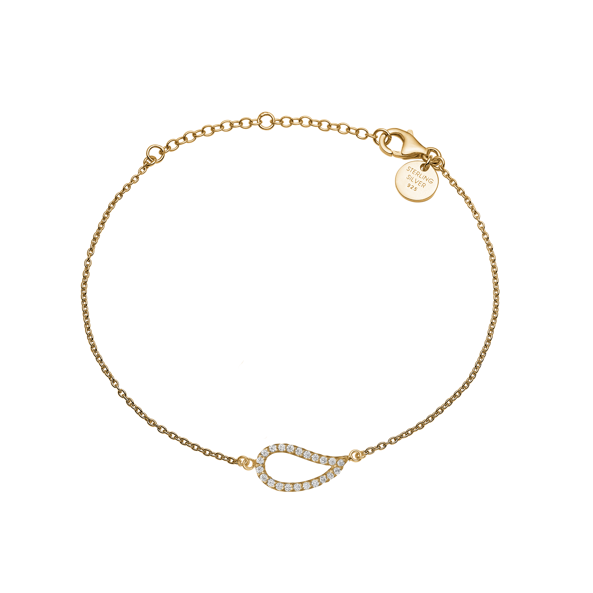 Armbånd forgyldt, CZ Blad