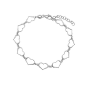 Armbånd, Hearts, 16+3cm sølv