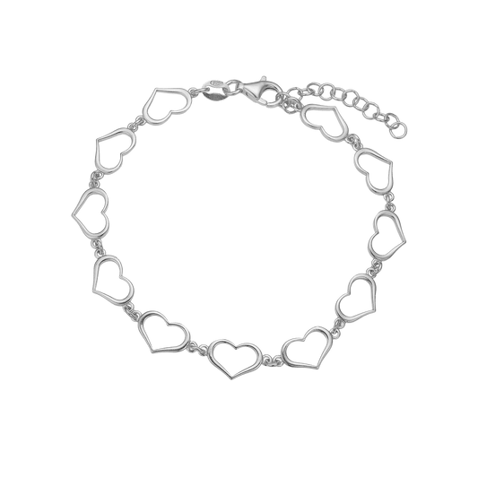 Armbånd, Hearts, 16+3cm sølv