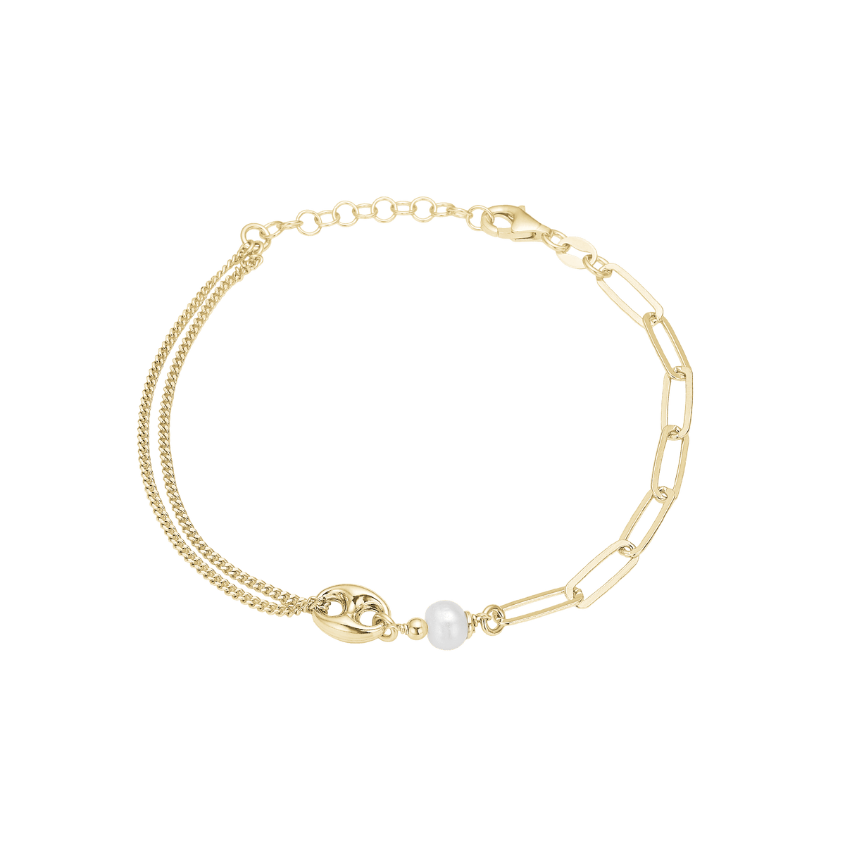 Armbånd Led/bønne, 19 cm, forg sølv