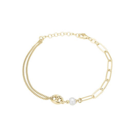 Armbånd Led/bønne, 19 cm, forg sølv