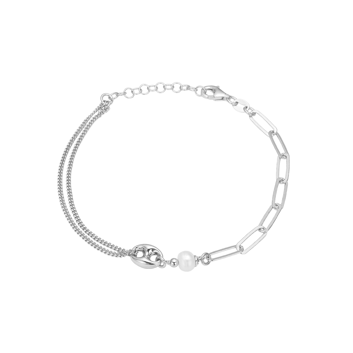 Armbånd Led/bønne, 20 cm, sølv