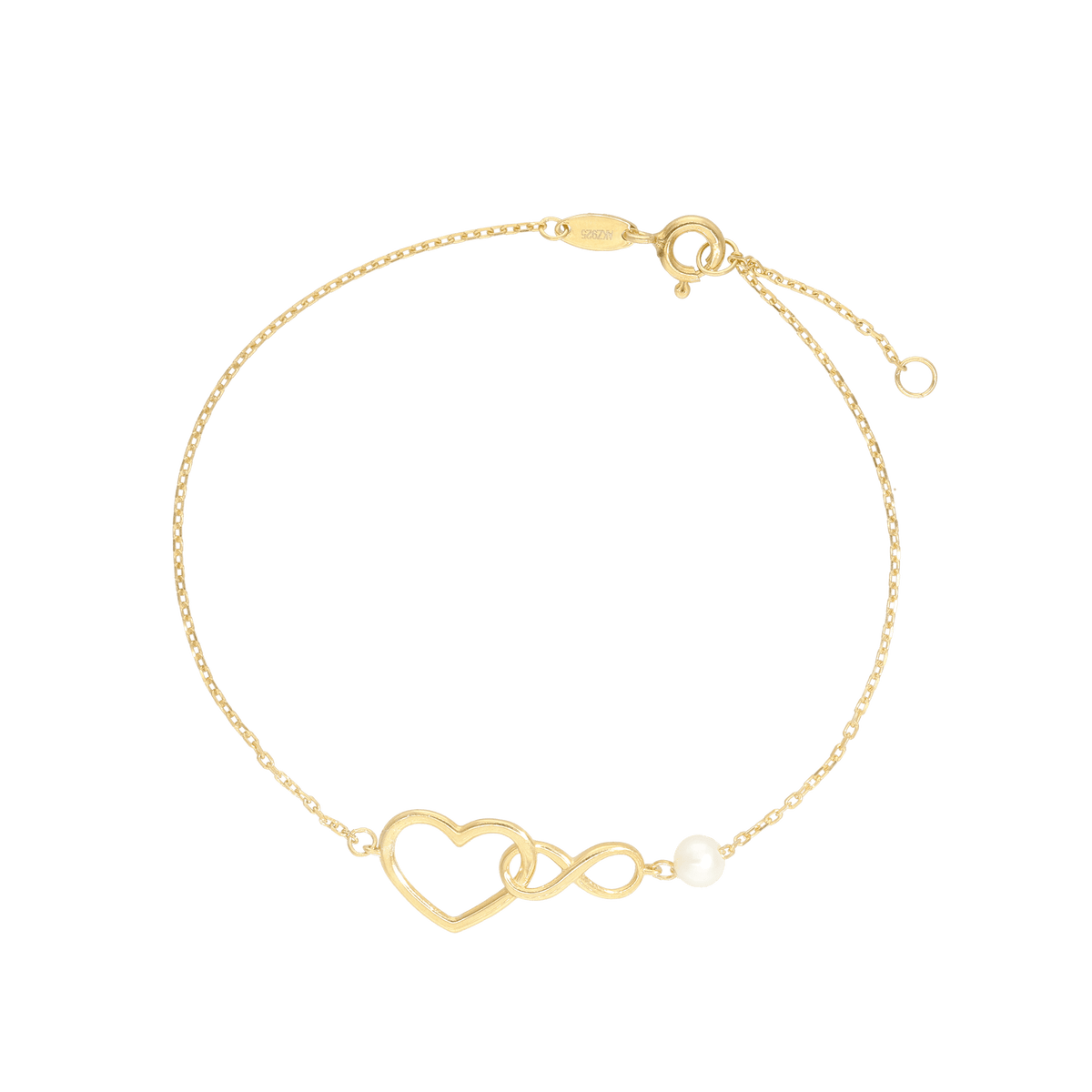 armbånd med hjerte og uendelighedstegn 