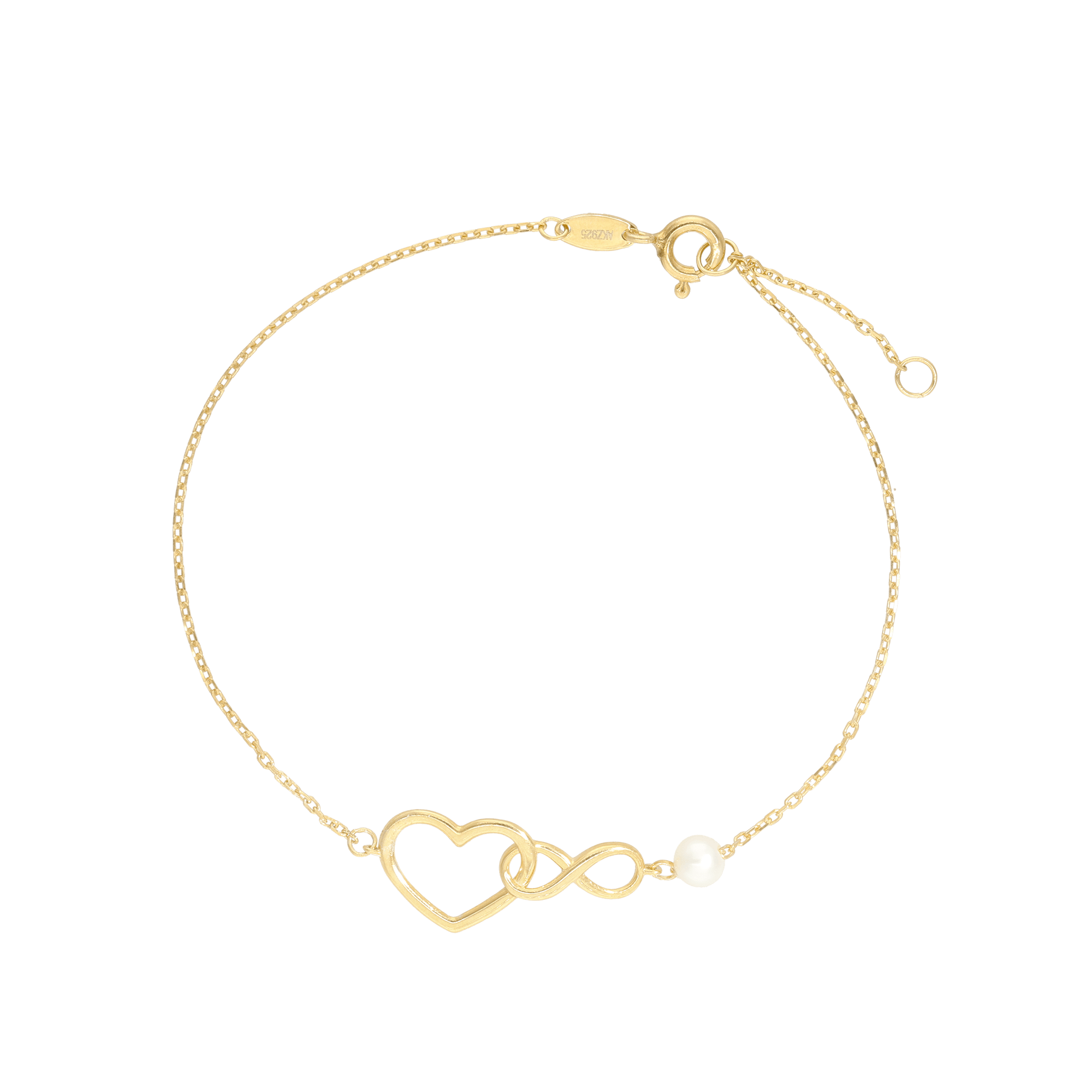 armbånd med hjerte og uendelighedstegn 