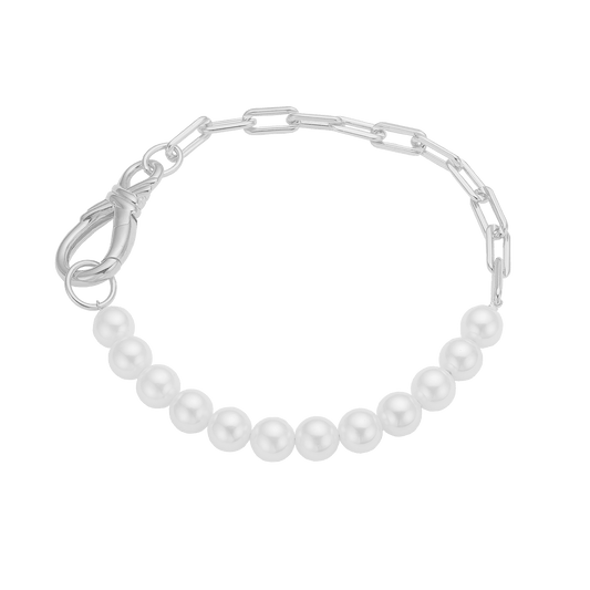 Armbånd, Perle links 20 cm, sølv