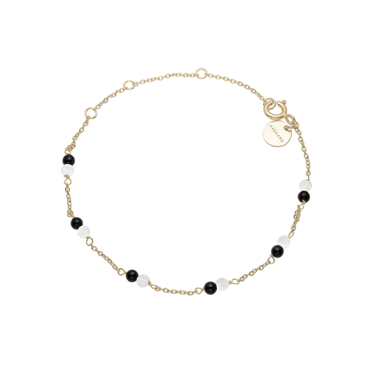 Armbånd, sort Onyx/grøn amazonite, forg