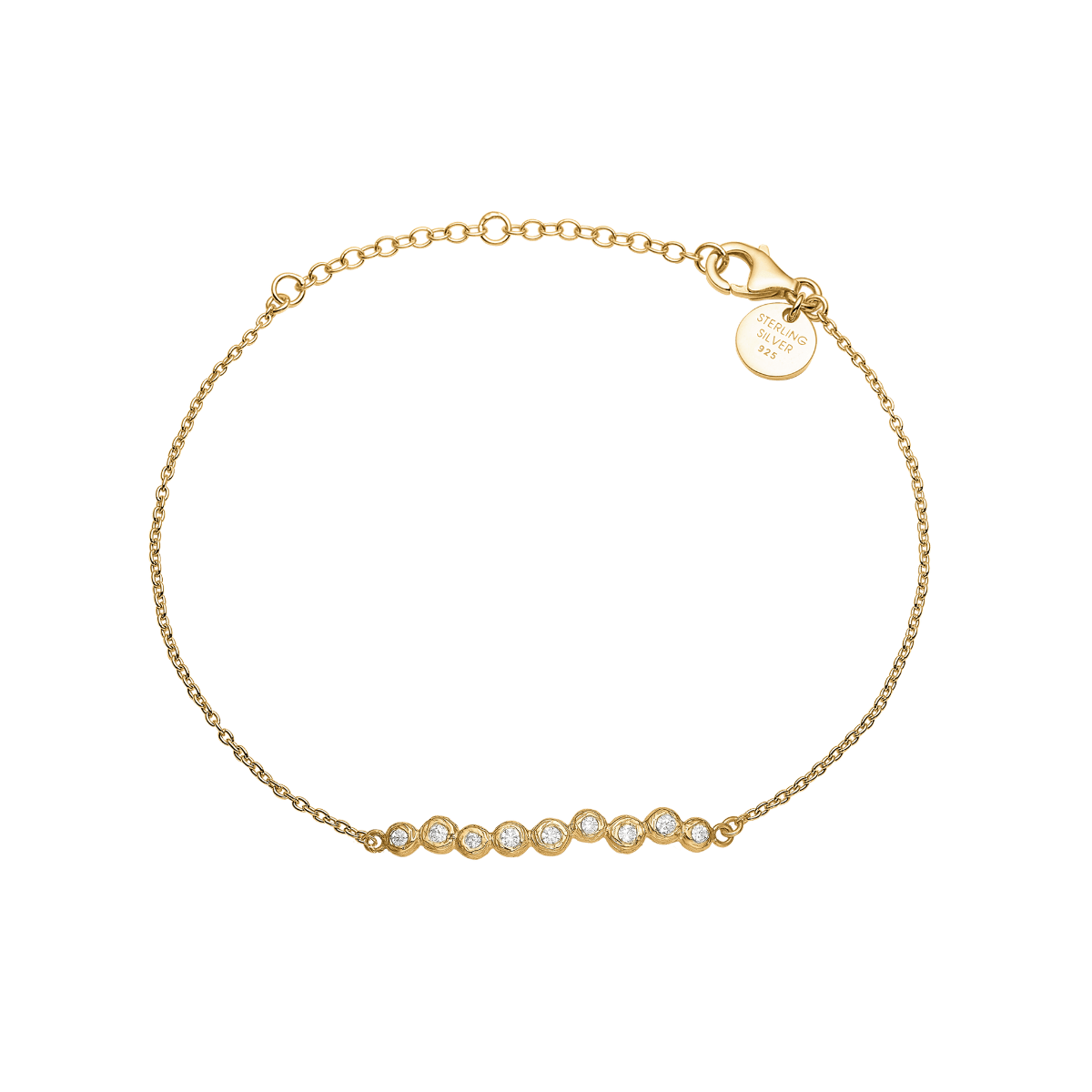 Armbånd 14 karat guld med 9 Zirconia stene - 16 + 4 cm - Urma.dk