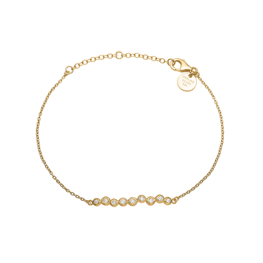 Armbånd 14 karat guld med 9 Zirconia stene - 16 + 4 cm - Urma.dk