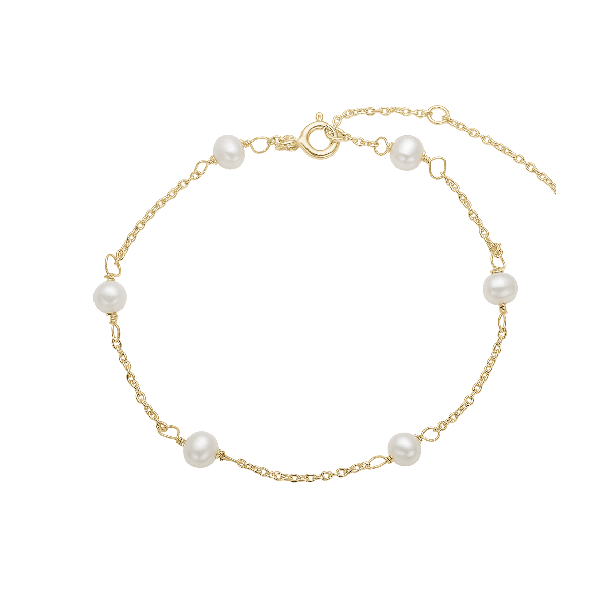 Armbånd 8kt, 4mm ferskv perler, Perlehav - Urma.dk