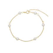 Armbånd 8kt, 4mm ferskv perler, Perlehav - Urma.dk