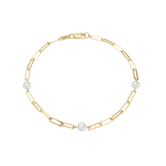 Armbånd 8kt, ferskvandsperler/led, 19 cm - Urma.dk