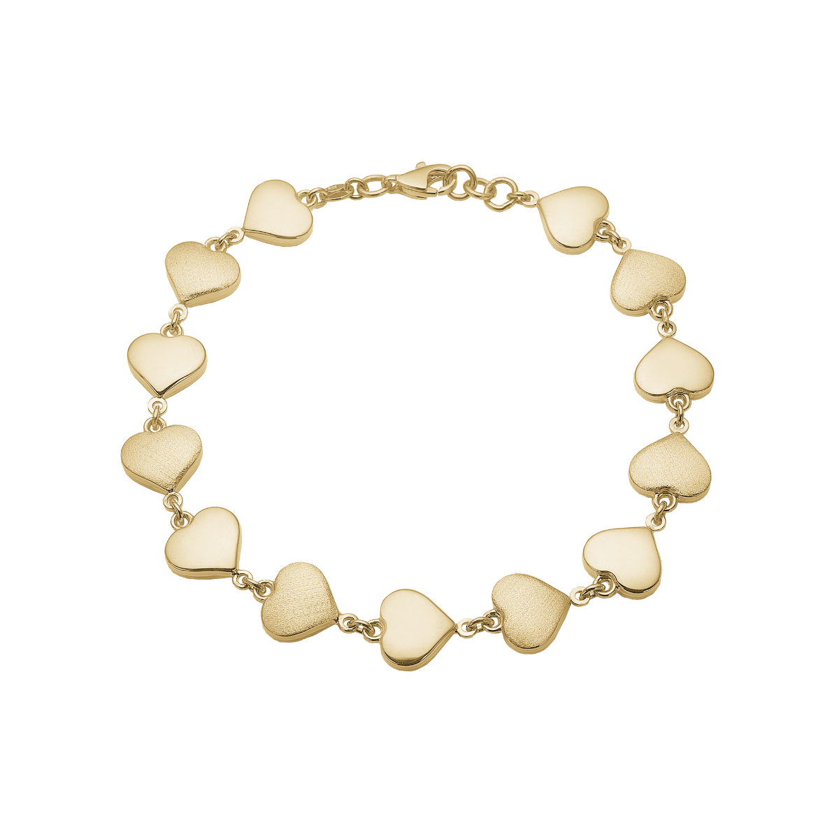 Armbånd 8Kt, Hjerter mat/blank, 19 cm - Urma.dk