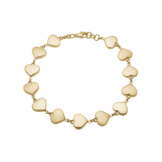 Armbånd 8Kt, Hjerter mat/blank, 19 cm - Urma.dk