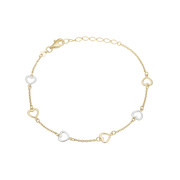 Armbånd 8kt, rød/hvidguld hjerter, 17+3 - Urma.dk