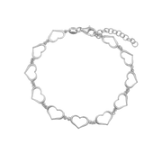 Armbånd, Hearts, 16+3cm sølv - Urma.dk