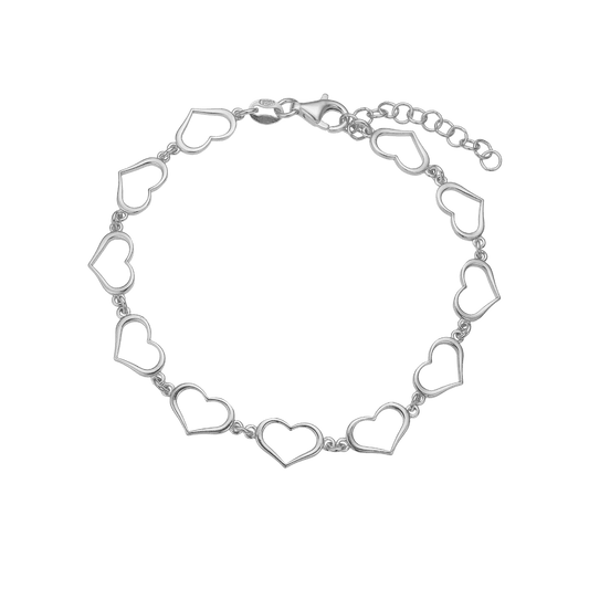 Armbånd, Hearts, 16+3cm sølv - Urma.dk