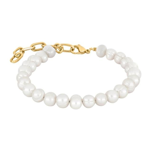 Armbånd i forgyldt stål med perler 18 - 23 cm - Urma.dk
