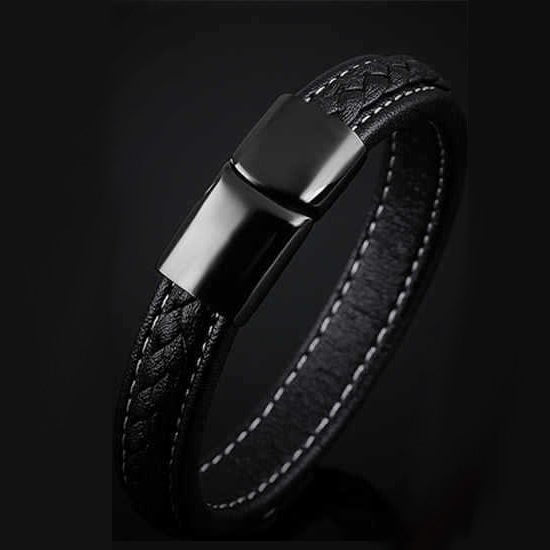 Armbånd, læder med lås i rustfrit stål - Urma.dk