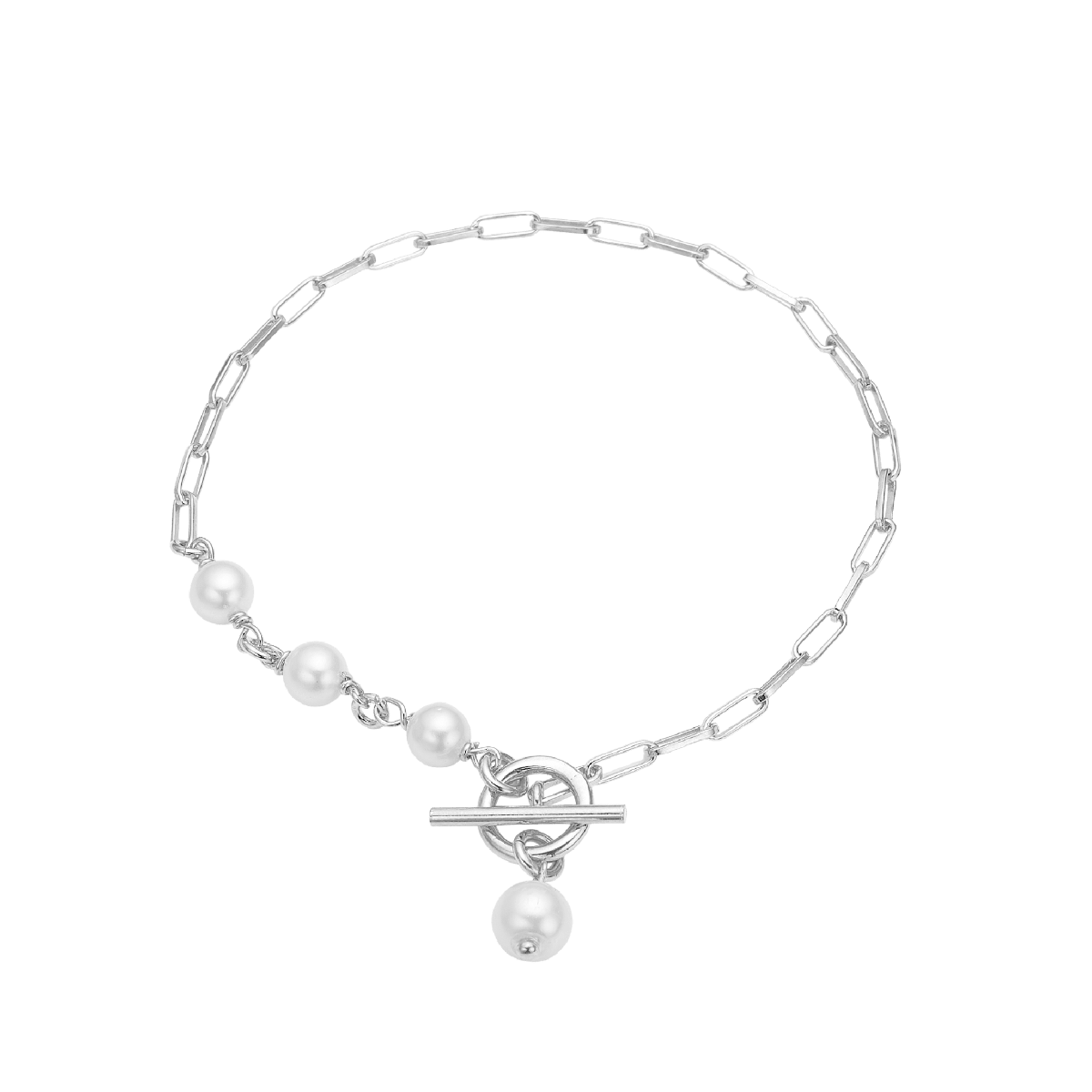 Armbånd Led m/perler, 19cm, sølv - Urma.dk