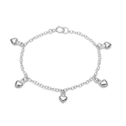 Armbånd m/5 hjerter, sølv - Urma.dk