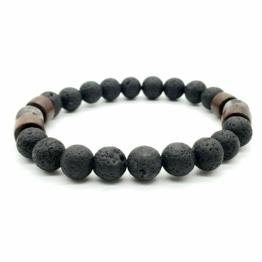 Armbånd med lava sten og hæmatit - Urma.dk