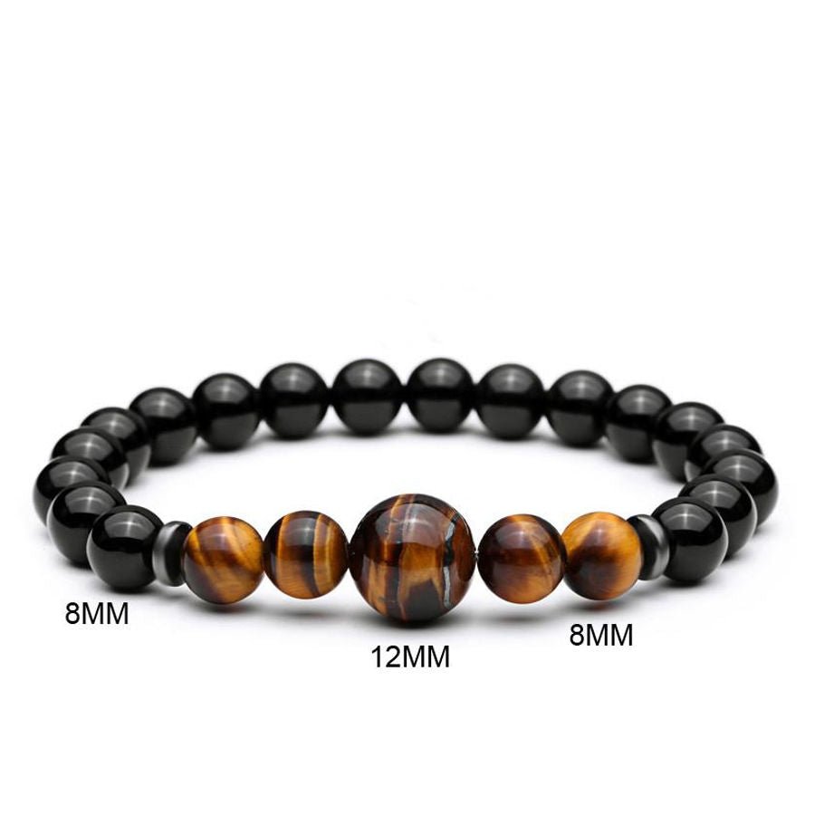 Armbånd med sort agat og tigerøje. - Urma.dk